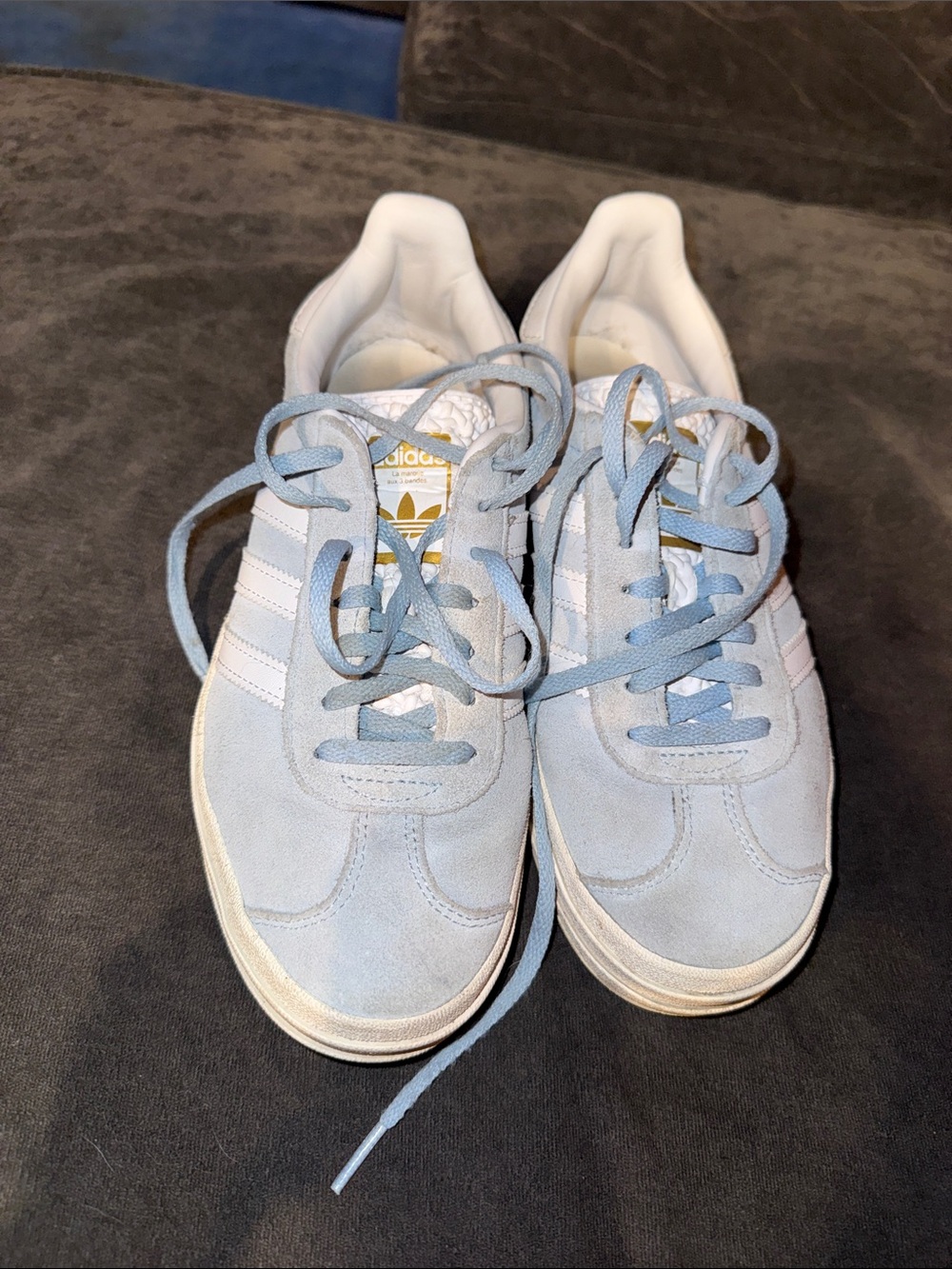 adidas Women’s Pale Blue Suede Low-Top Sneakers